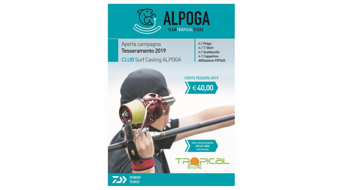 TESSERAMENTO 2019 CLUB ALPOGA SURF CASTING